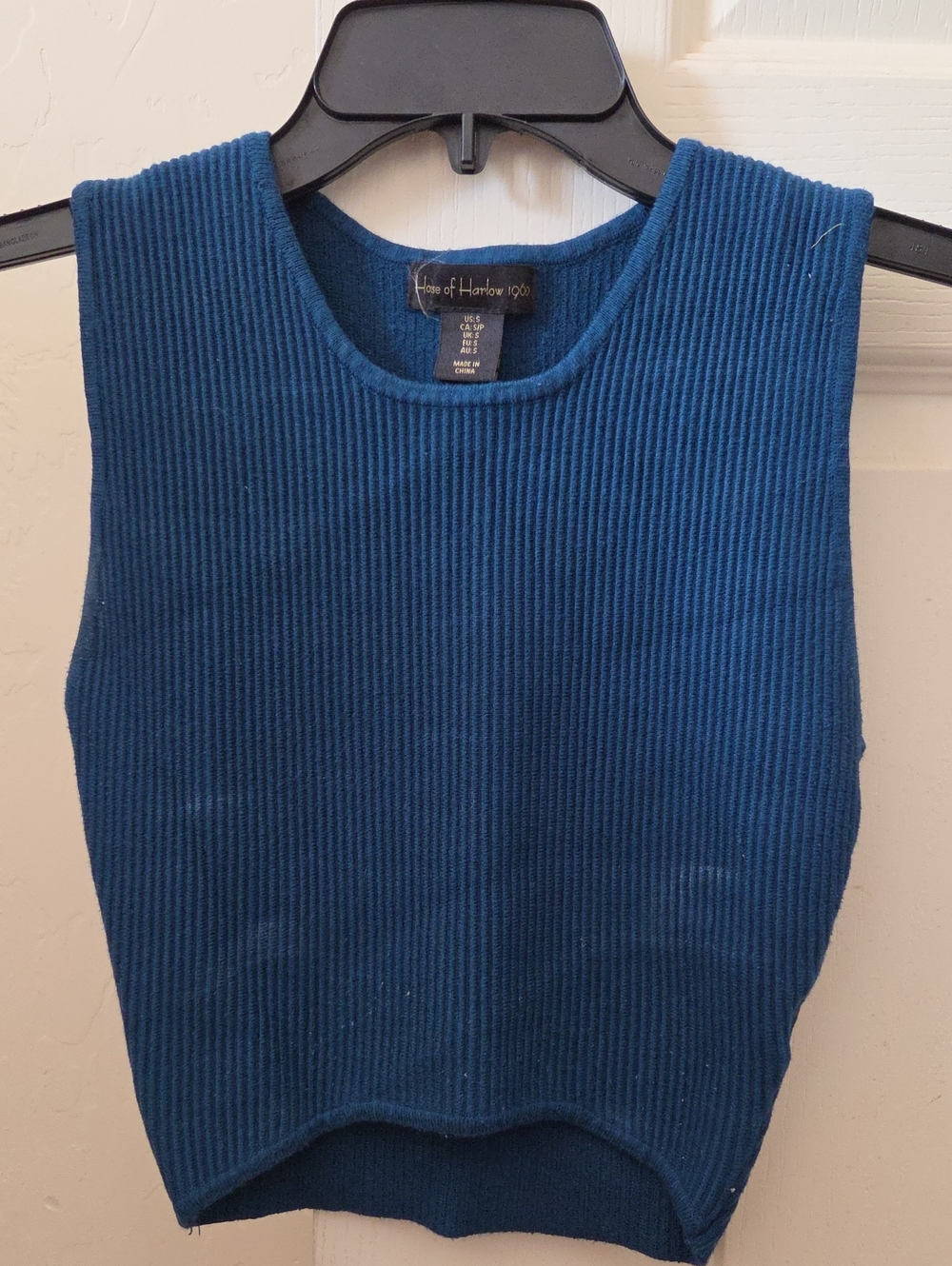 House of Harlow 1960 Men's Teal Blue Ribbed Crewneck Sweater Vest